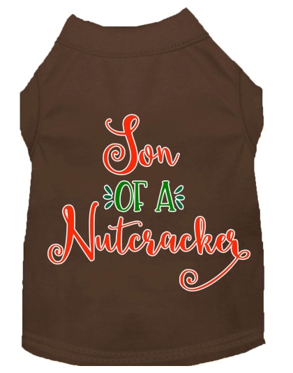 Son of a Nutcracker Screen Print Dog Shirt Brown Lg