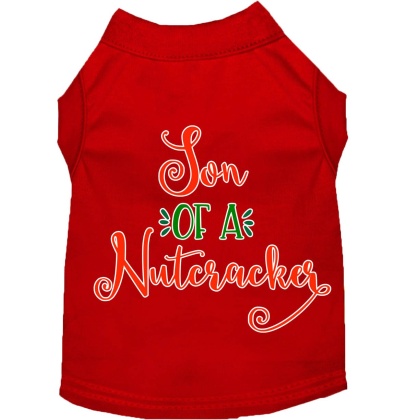 Son of a Nutcracker Screen Print Dog Shirt Red Lg