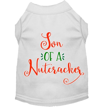 Son of a Nutcracker Screen Print Dog Shirt White Lg