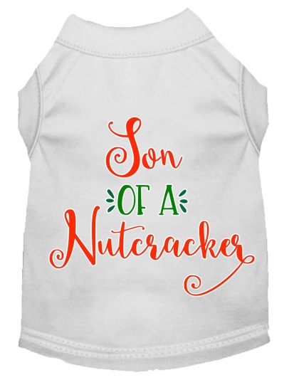 Son of a Nutcracker Screen Print Dog Shirt White Lg