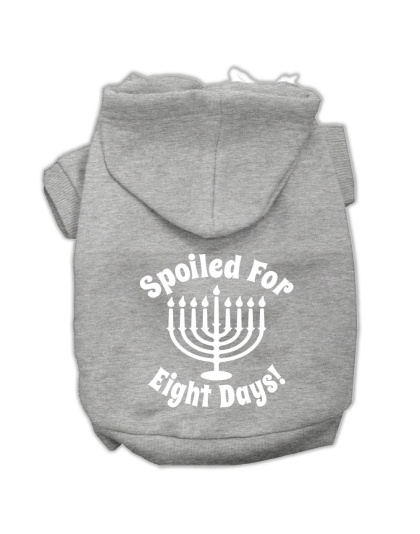 Spoiled for 8 Days Screenprint Dog Pet Hoodies Grey Size Lg
