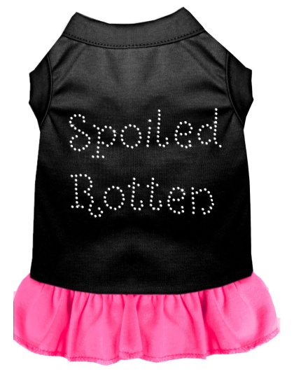 Spoiled Rotten Rhinestone Dress Black with Bright Pink Lg