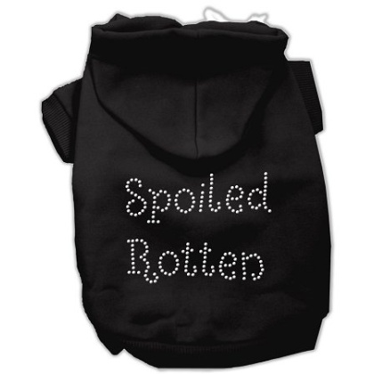 Spoiled Rotten Rhinestone Hoodie Black L