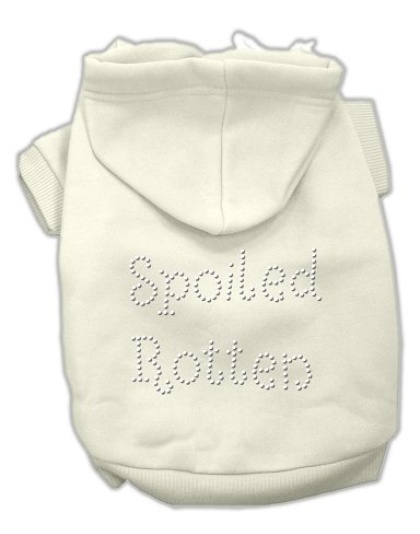 Spoiled Rotten Rhinestone Hoodie Cream L