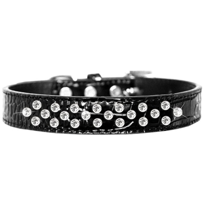 Sprinkles Clear Jewel Croc Dog Collar Black Size 12