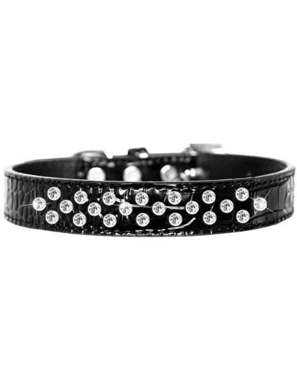 Sprinkles Clear Jewel Croc Dog Collar Black Size 12