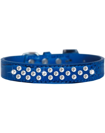 Sprinkles Clear Jewel Croc Dog Collar Blue Size 12