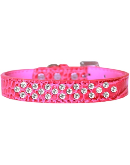 Sprinkles Clear Jewel Croc Dog Collar Bright Pink Size 12