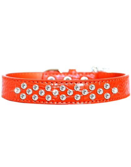 Sprinkles Clear Jewel Croc Dog Collar Orange Size 12