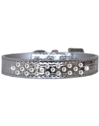 Sprinkles Clear Jewel Croc Dog Collar Silver Size 12