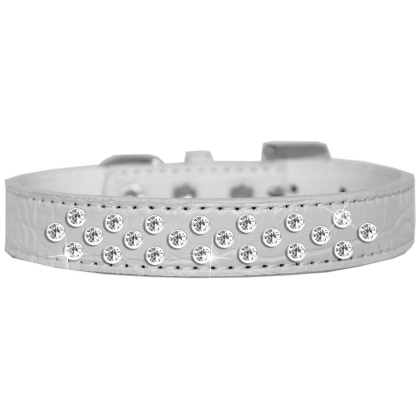 Sprinkles Clear Jewel Croc Dog Collar White Size 12