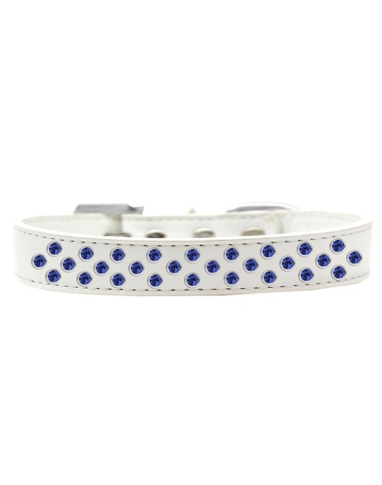 Sprinkles Dog Collar Blue Crystals Size 12 White