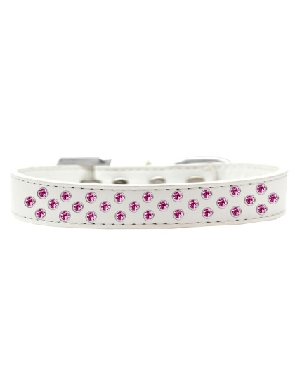 Sprinkles Dog Collar Bright Pink Crystals Size 12 White
