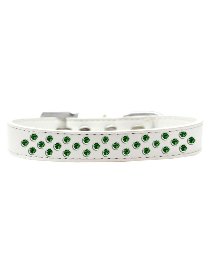 Sprinkles Dog Collar Emerald Green Crystals Size 12 White