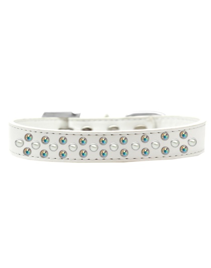 Sprinkles Dog Collar Pearl and AB Crystals Size 12 White