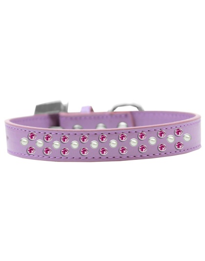 Sprinkles Dog Collar Pearl and Bright Pink Crystals Size 12 Lavender