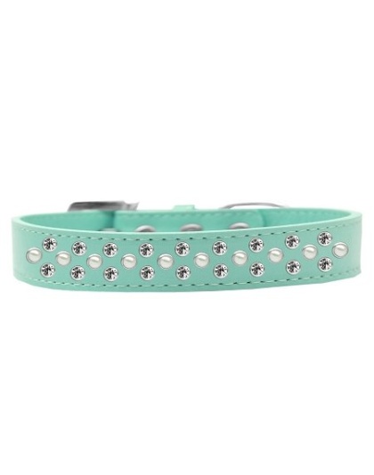 Sprinkles Dog Collar Pearl and Clear Crystals Size 12 Aqua