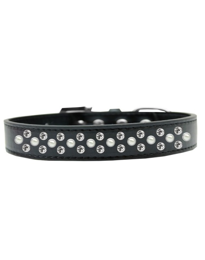 Sprinkles Dog Collar Pearl and Clear Crystals Size 12 Black