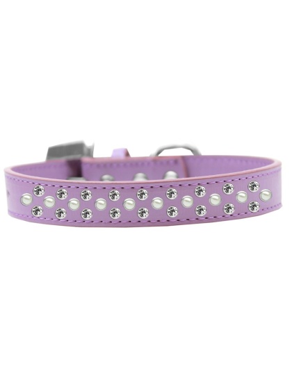 Sprinkles Dog Collar Pearl and Clear Crystals Size 12 Lavender