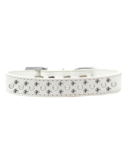 Sprinkles Dog Collar Pearl and Clear Crystals Size 12 White