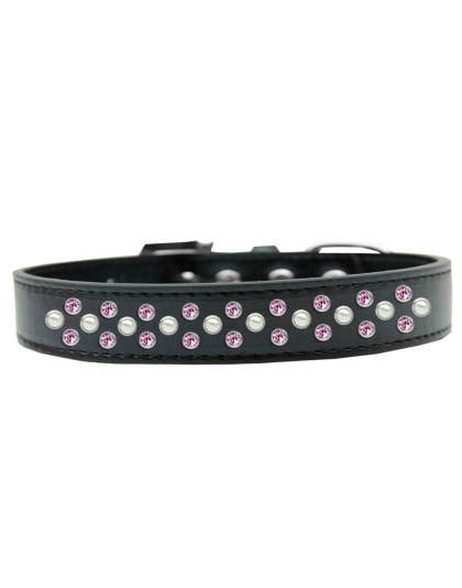 Sprinkles Dog Collar Pearl and Light Pink Crystals Size 12 Black