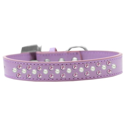 Sprinkles Dog Collar Pearl and Light Pink Crystals Size 12 Lavender