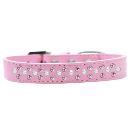 Sprinkles Dog Collar Pearl and Light Pink Crystals Size 12 Light Pink