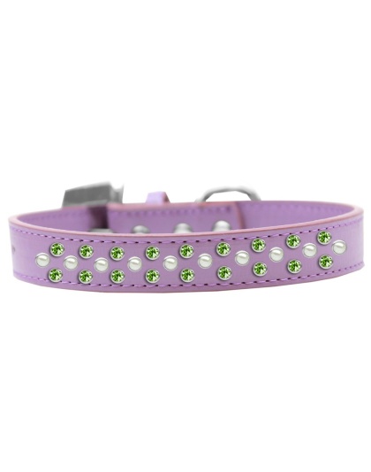 Sprinkles Dog Collar Pearl and Lime Green Crystals Size 12 Lavender