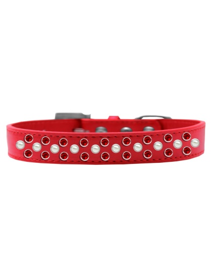 Sprinkles Dog Collar Pearl and Red Crystals Size 12 Red