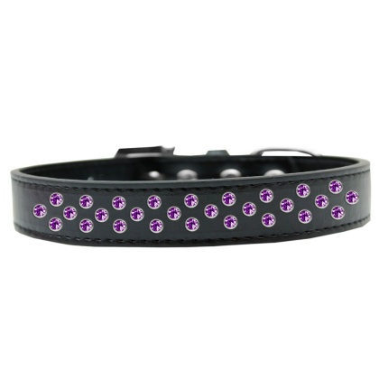 Sprinkles Dog Collar Purple Crystals Size 12 Black