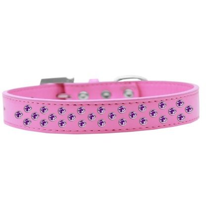 Sprinkles Dog Collar Purple Crystals Size 12 Bright Pink