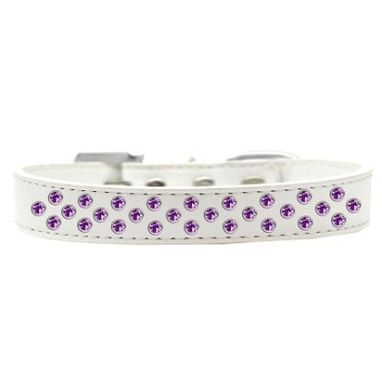 Sprinkles Dog Collar Purple Crystals Size 12 White