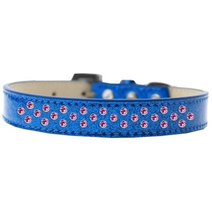 Sprinkles Ice Cream Dog Collar Bright Pink Crystals Size 12 Blue