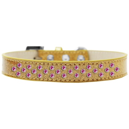 Sprinkles Ice Cream Dog Collar Bright Pink Crystals Size 12 Gold