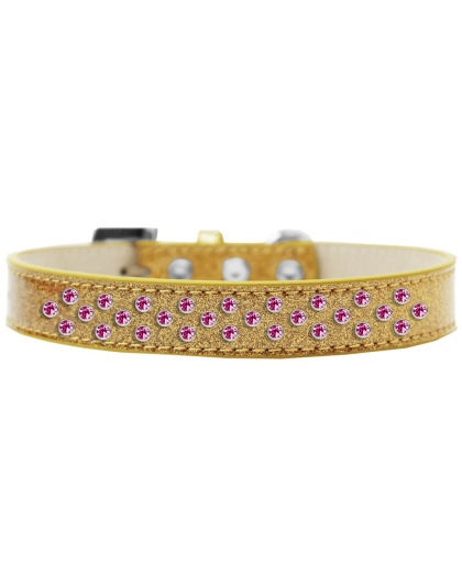 Sprinkles Ice Cream Dog Collar Bright Pink Crystals Size 12 Gold