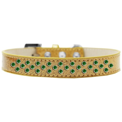 Sprinkles Ice Cream Dog Collar Emerald Green Crystals Size 12 Gold