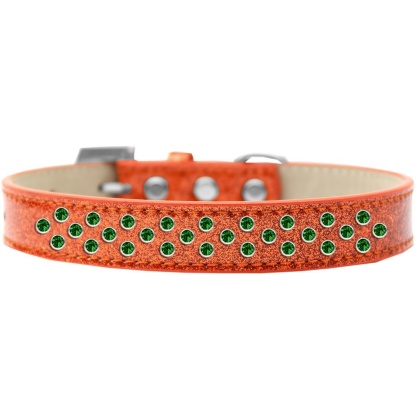 Sprinkles Ice Cream Dog Collar Emerald Green Crystals Size 12 Orange