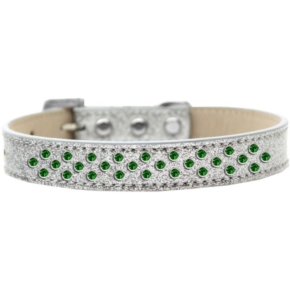 Sprinkles Ice Cream Dog Collar Emerald Green Crystals Size 12 Silver