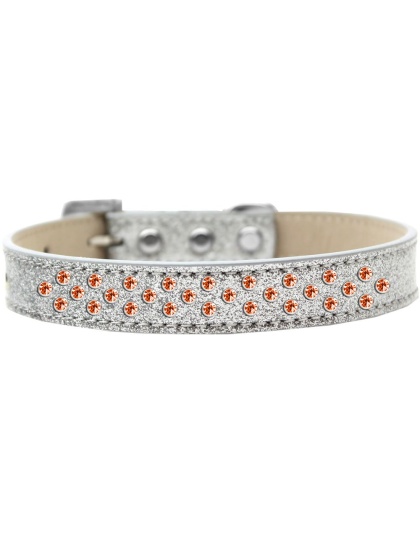 Sprinkles Ice Cream Dog Collar Orange Crystals Size 12 Silver