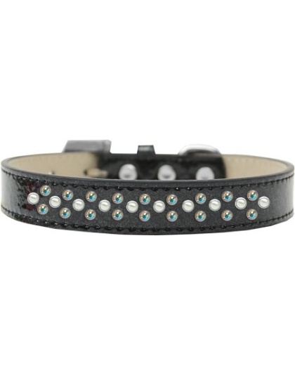 Sprinkles Ice Cream Dog Collar Pearl and AB Crystals Size 12 Black