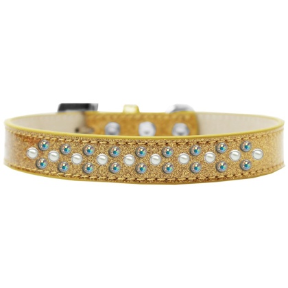 Sprinkles Ice Cream Dog Collar Pearl and AB Crystals Size 12 Gold