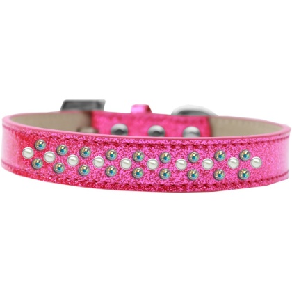 Sprinkles Ice Cream Dog Collar Pearl and AB Crystals Size 12 Pink