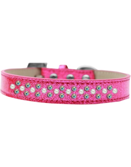 Sprinkles Ice Cream Dog Collar Pearl and AB Crystals Size 12 Pink