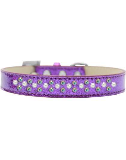 Sprinkles Ice Cream Dog Collar Pearl and AB Crystals Size 12 Purple
