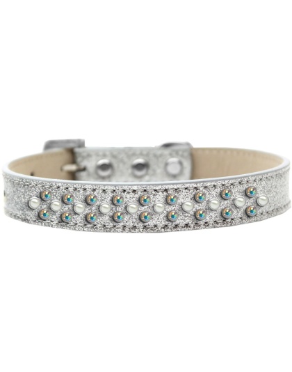 Sprinkles Ice Cream Dog Collar Pearl and AB Crystals Size 12 Silver