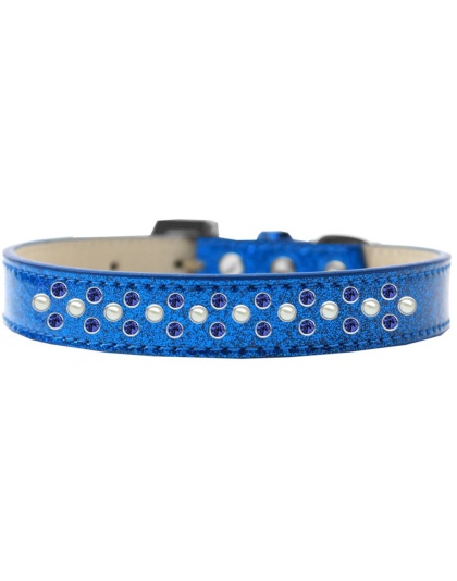 Sprinkles Ice Cream Dog Collar Pearl and Blue Crystals Size 12 Blue