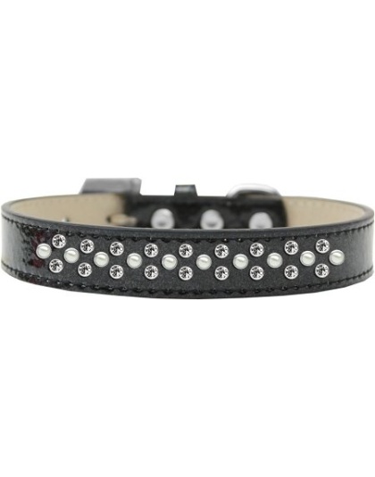 Sprinkles Ice Cream Dog Collar Pearl and Clear Crystals Size 12 Black