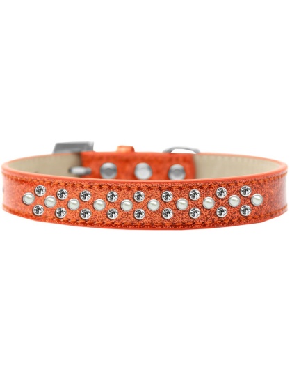 Sprinkles Ice Cream Dog Collar Pearl and Clear Crystals Size 12 Orange