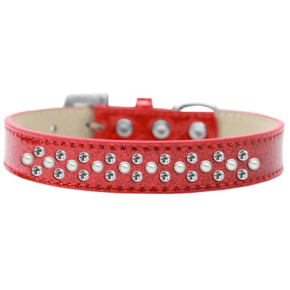 Sprinkles Ice Cream Dog Collar Pearl and Clear Crystals Size 12 Red