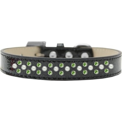 Sprinkles Ice Cream Dog Collar Pearl and Lime Green Crystals Size 12 Black